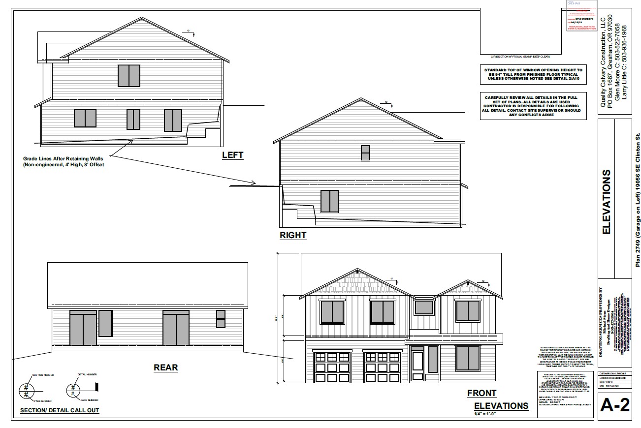 Design plans for one of the spec homes from Quality Calvary Construction