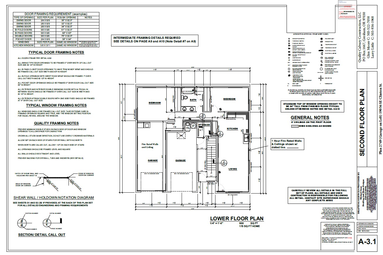 Floorplan for one of the spec homes from Quality Calvary Construction